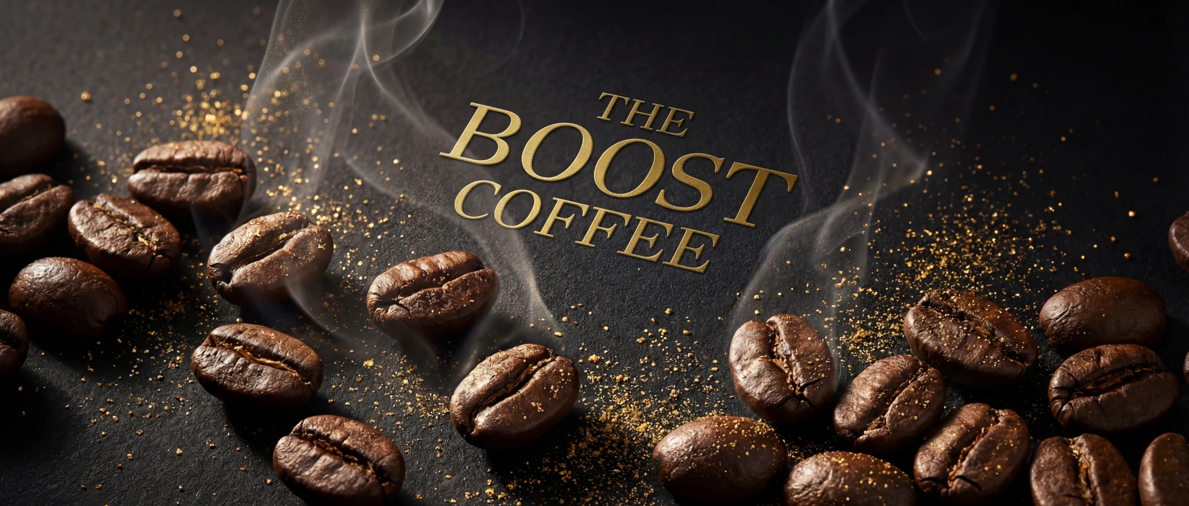 The Boost Coffeeのロゴとコーヒー豆のブランドビジュアル