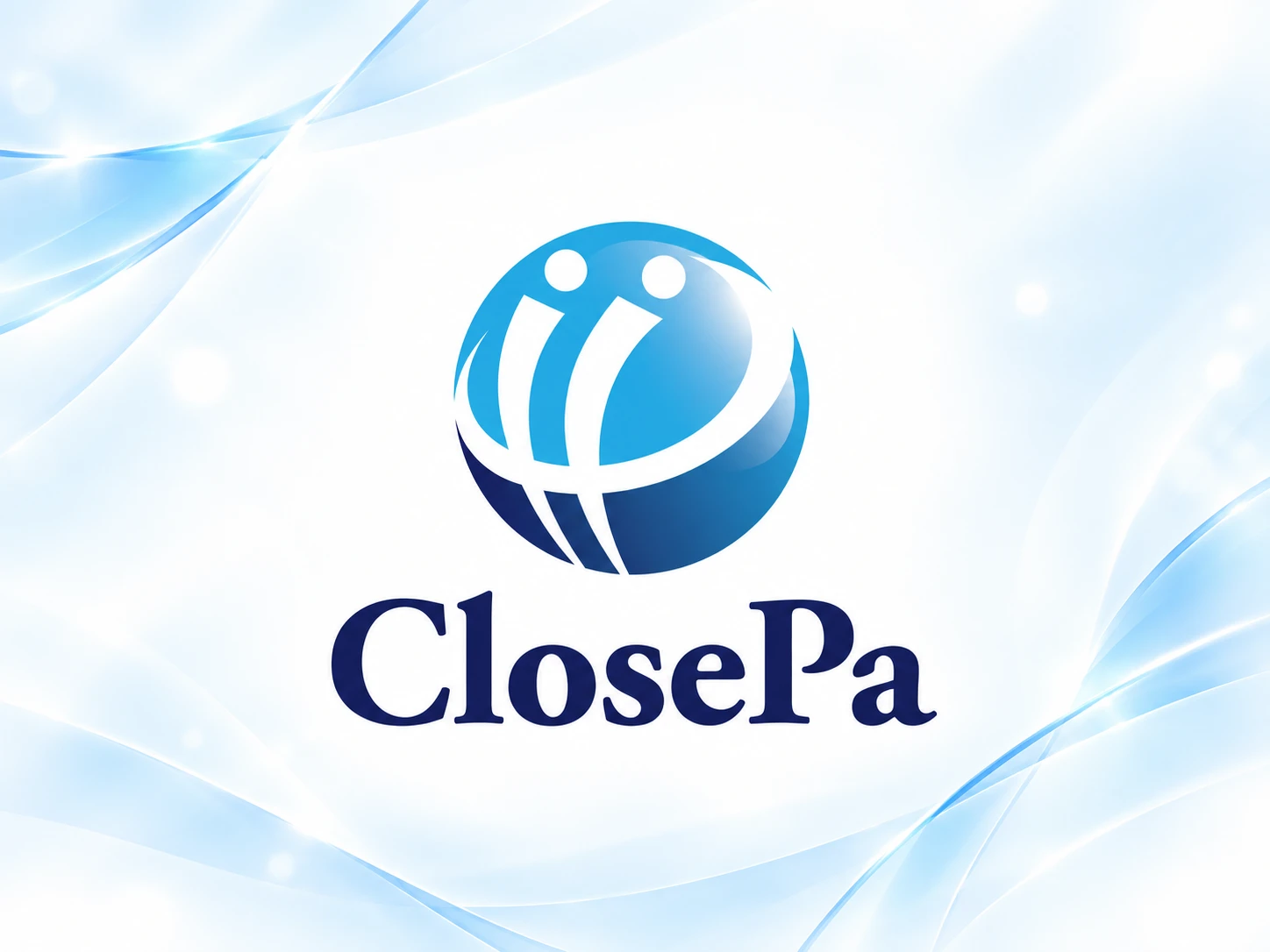 株式会社クロスパ ClosePaのロゴ。青と白の光で人と人のつながりを表現したビジュアル